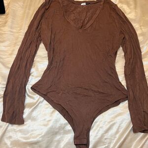 Brown Long Sleeve Bodysuit
